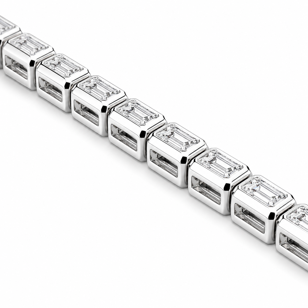 3 CT Emerald Cut Bezel Tennis Bracelet in 925 Sterling Silver