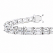 17 CT Emerald Cut Prong Tennis Bracelet in 925 Sterling Silver