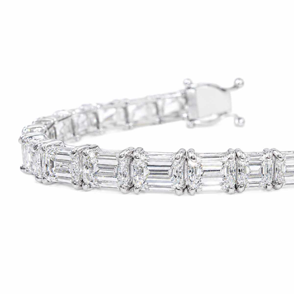 17 CT Emerald Cut Prong Tennis Bracelet in 925 Sterling Silver