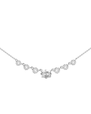 0.7 CT Emerald Cut & Round Pendant Necklace in 925 Sterling Silver