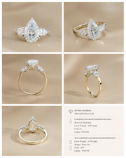 3.75 CT Pear Cut 925 Sterling Silver Ring