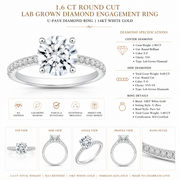1.7 CT Round Brilliant 925 Sterling Silver Ring