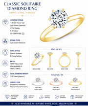 1 CT Round Brilliant 925 Sterling Silver Ring