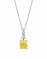 1.52 CT Cushion & Round Pendant Necklace in 925 Sterling Silver