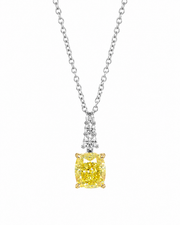 1.52 CT Cushion & Round Pendant Necklace in 925 Sterling Silver