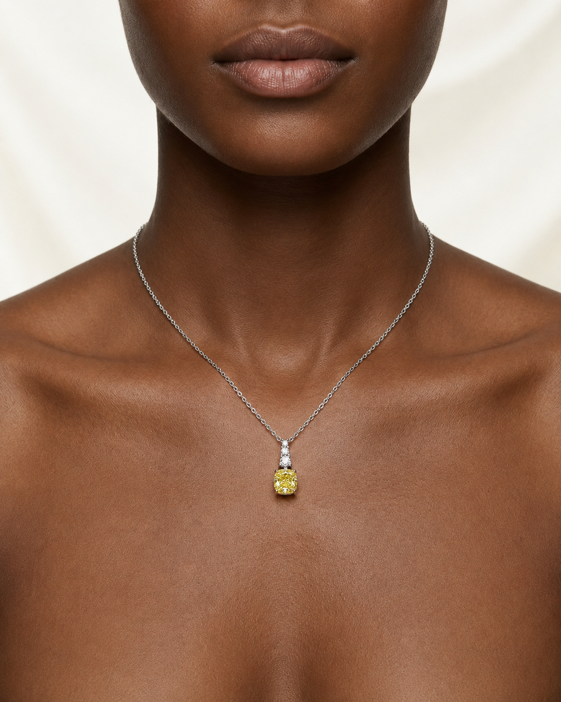 1.52 CT Cushion & Round Pendant Necklace in 925 Sterling Silver