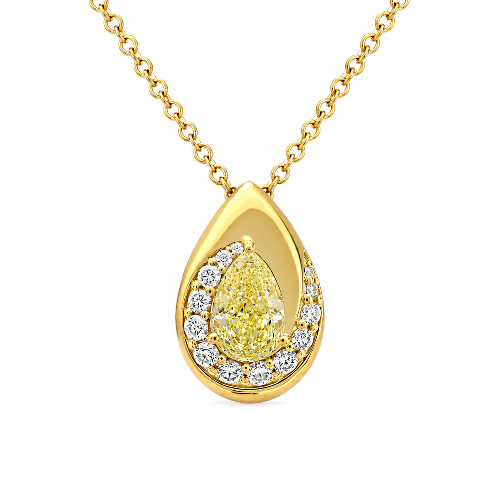 1.19 CT Pear & Round Pendant Necklace in 925 Sterling Silver