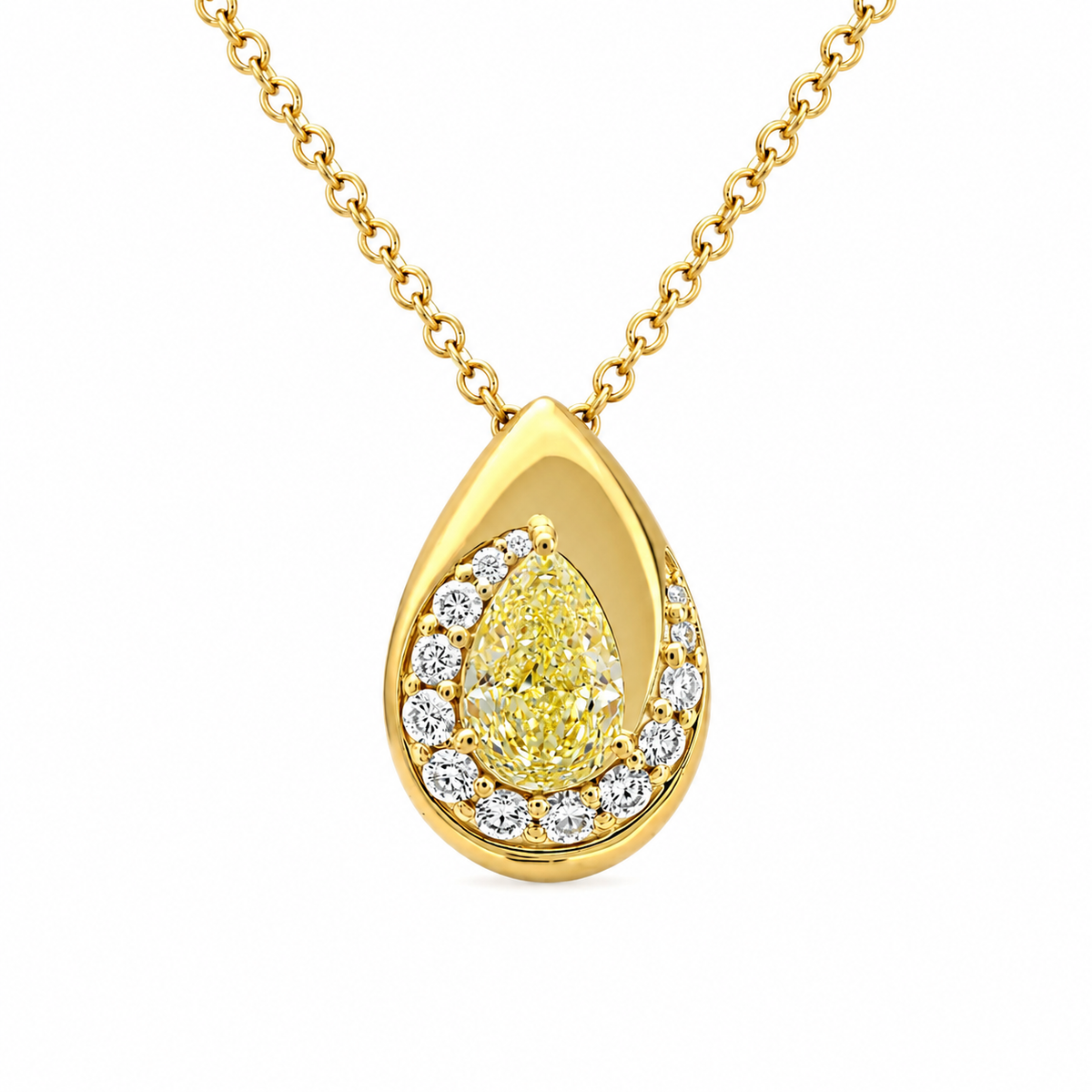 1.19 CT Pear & Round Pendant Necklace in 925 Sterling Silver