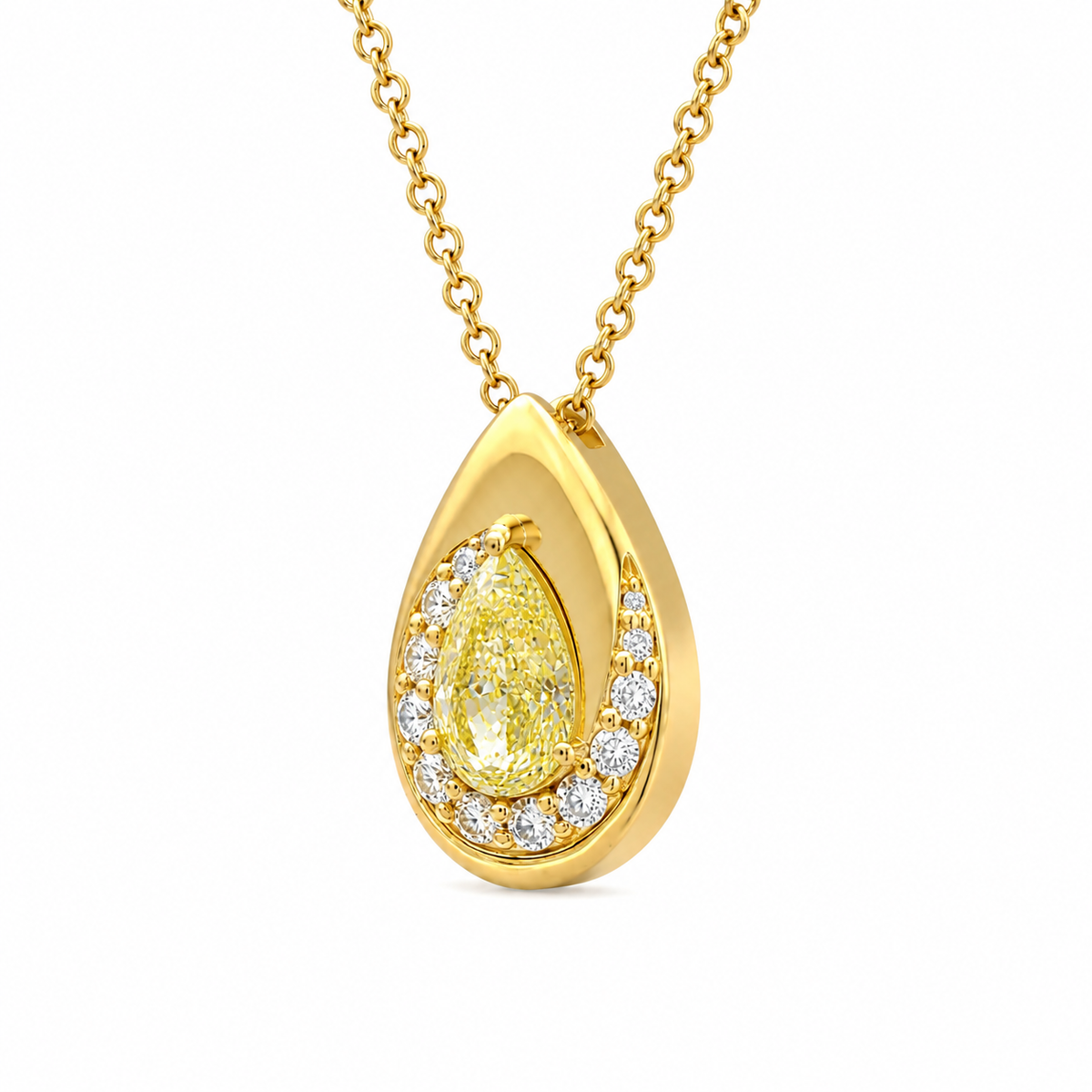 1.19 CT Pear & Round Pendant Necklace in 925 Sterling Silver