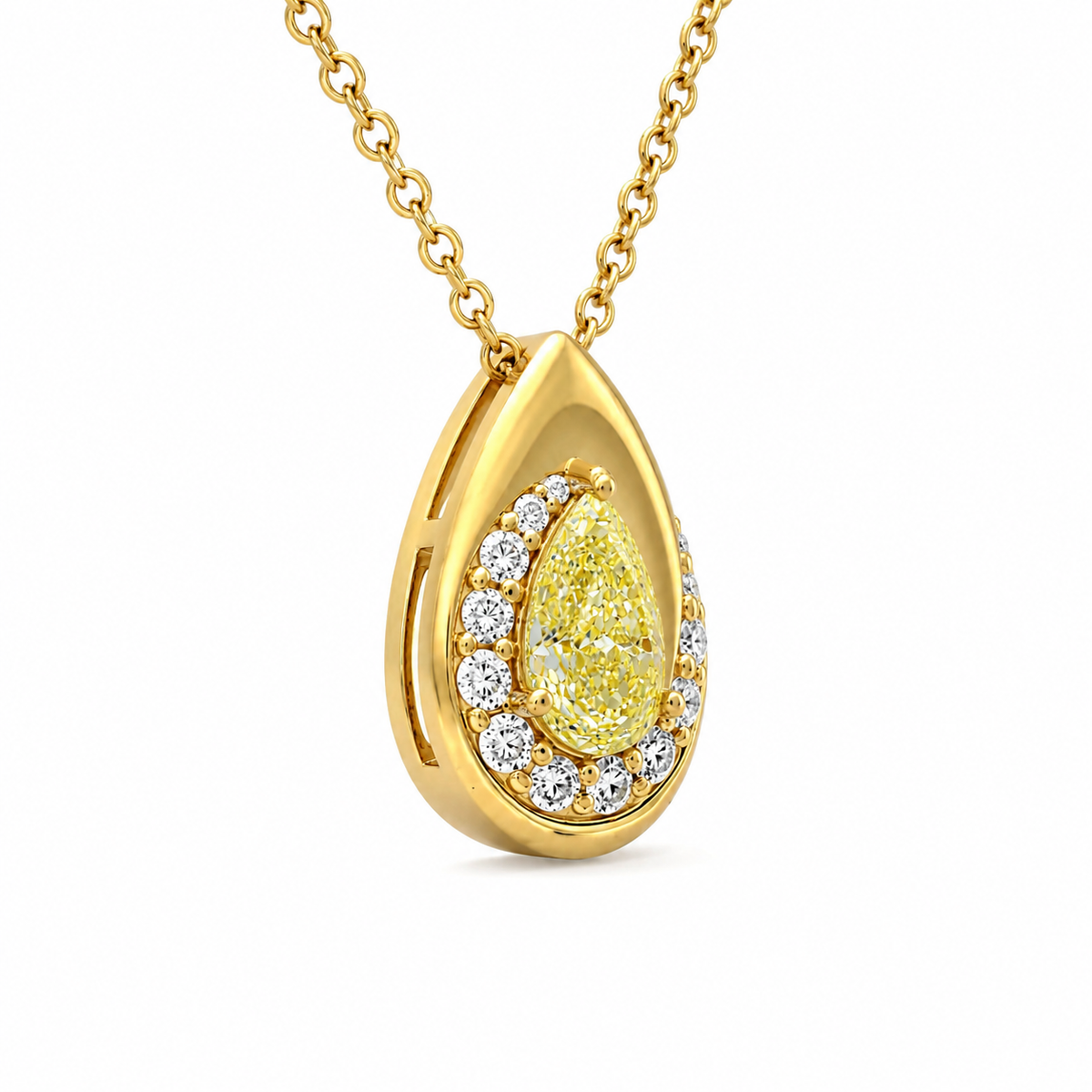 1.19 CT Pear & Round Pendant Necklace in 925 Sterling Silver