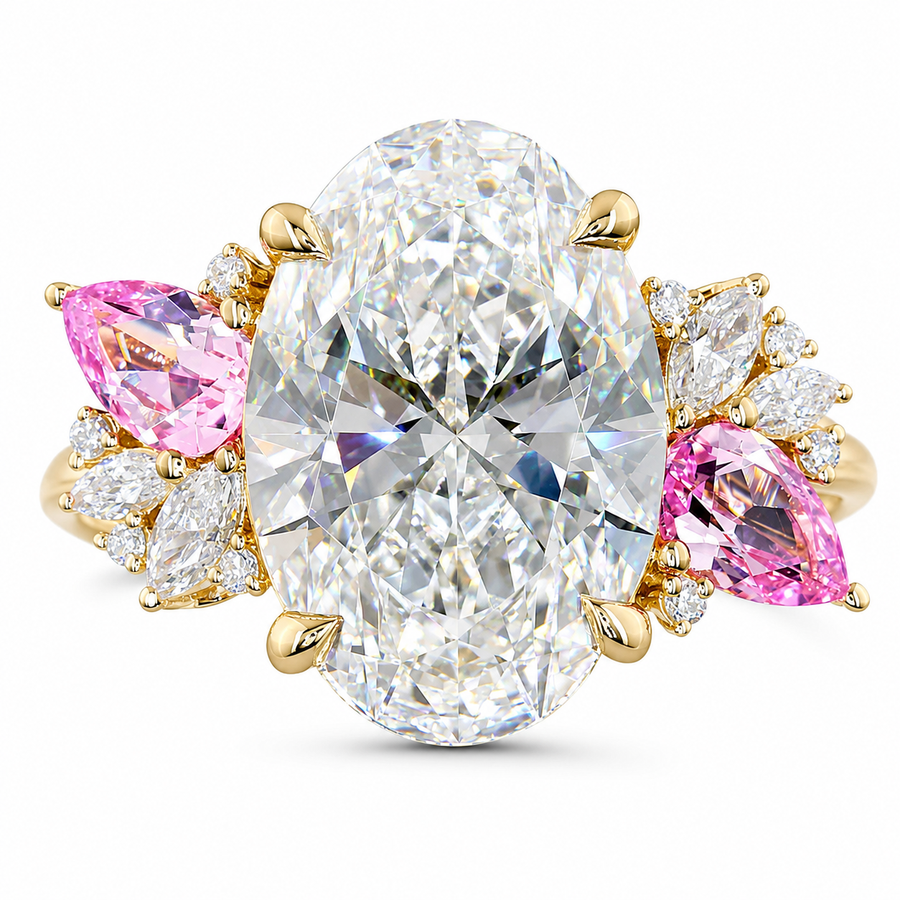 3.5 CT Oval Multi-Shape 925 Sterling Silver Ring