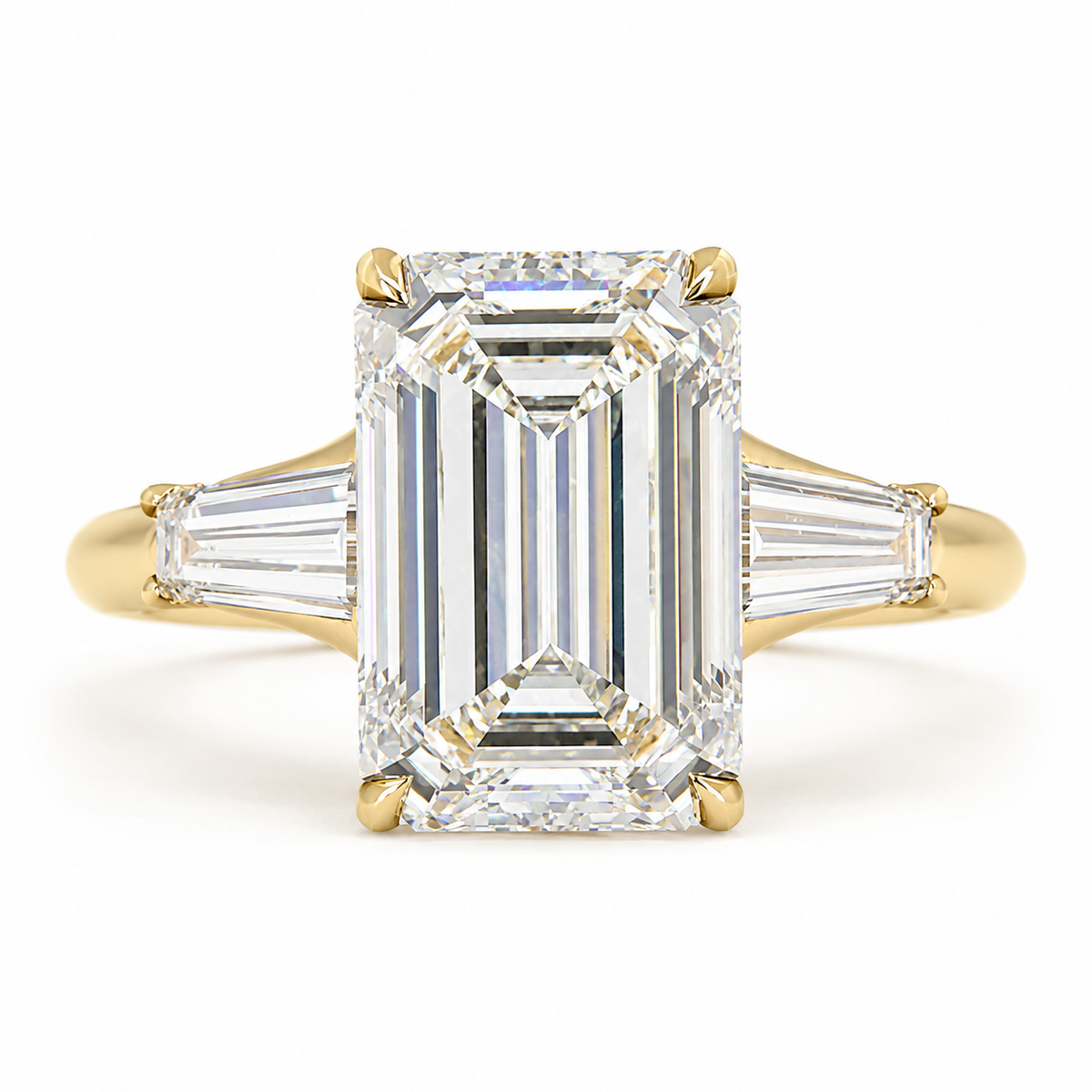 4.75 CT Emerald Cut Multi-Shape 925 Sterling Silver Ring