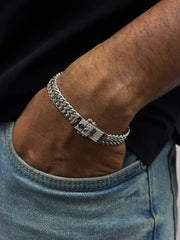 Custom Name Box Clasp Bracelet 925 Sterling Silver 2CT Lab Grown Diamond VVS VS