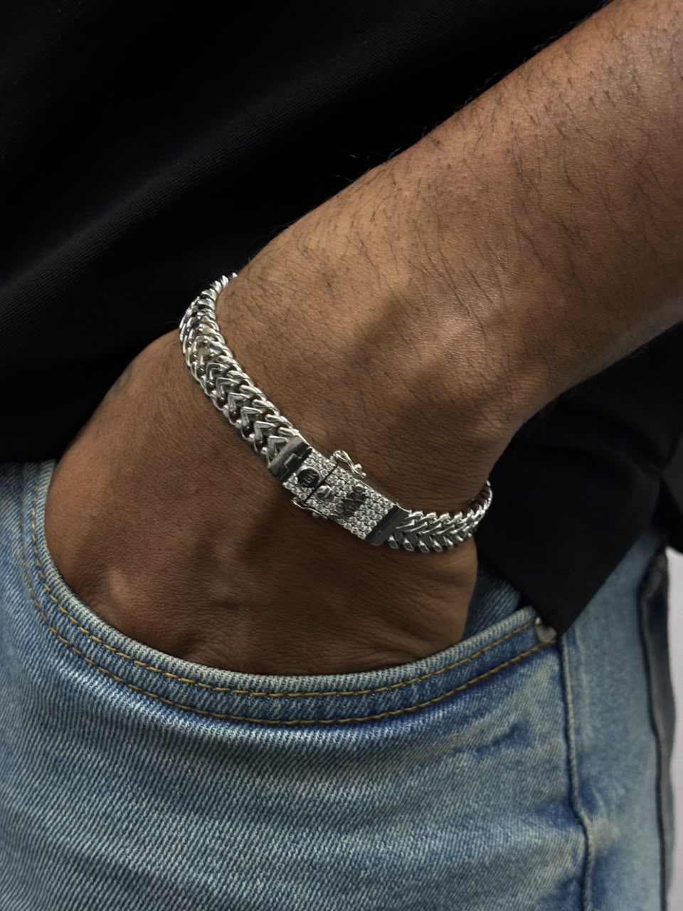 Custom Name Box Clasp Bracelet 925 Sterling Silver 2CT Lab Grown Diamond VVS VS