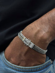 Custom Name Box Clasp Bracelet 925 Sterling Silver 2CT Lab Grown Diamond VVS VS