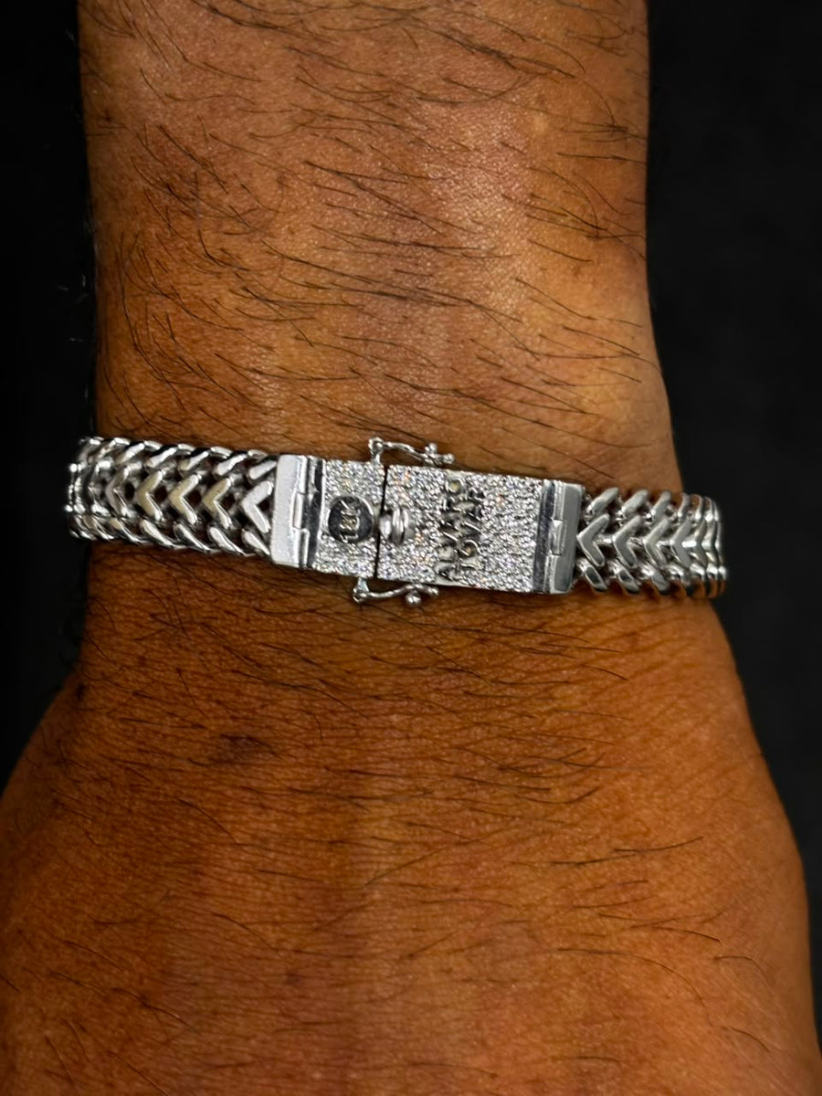 Custom Name Box Clasp Bracelet 925 Sterling Silver 2CT Lab Grown Diamond VVS VS