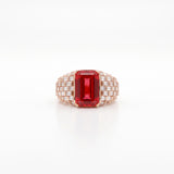 5CT Vivid Red Emerald Cut Ring 925 Sterling Silver Lab Grown Diamond Baguette Ring